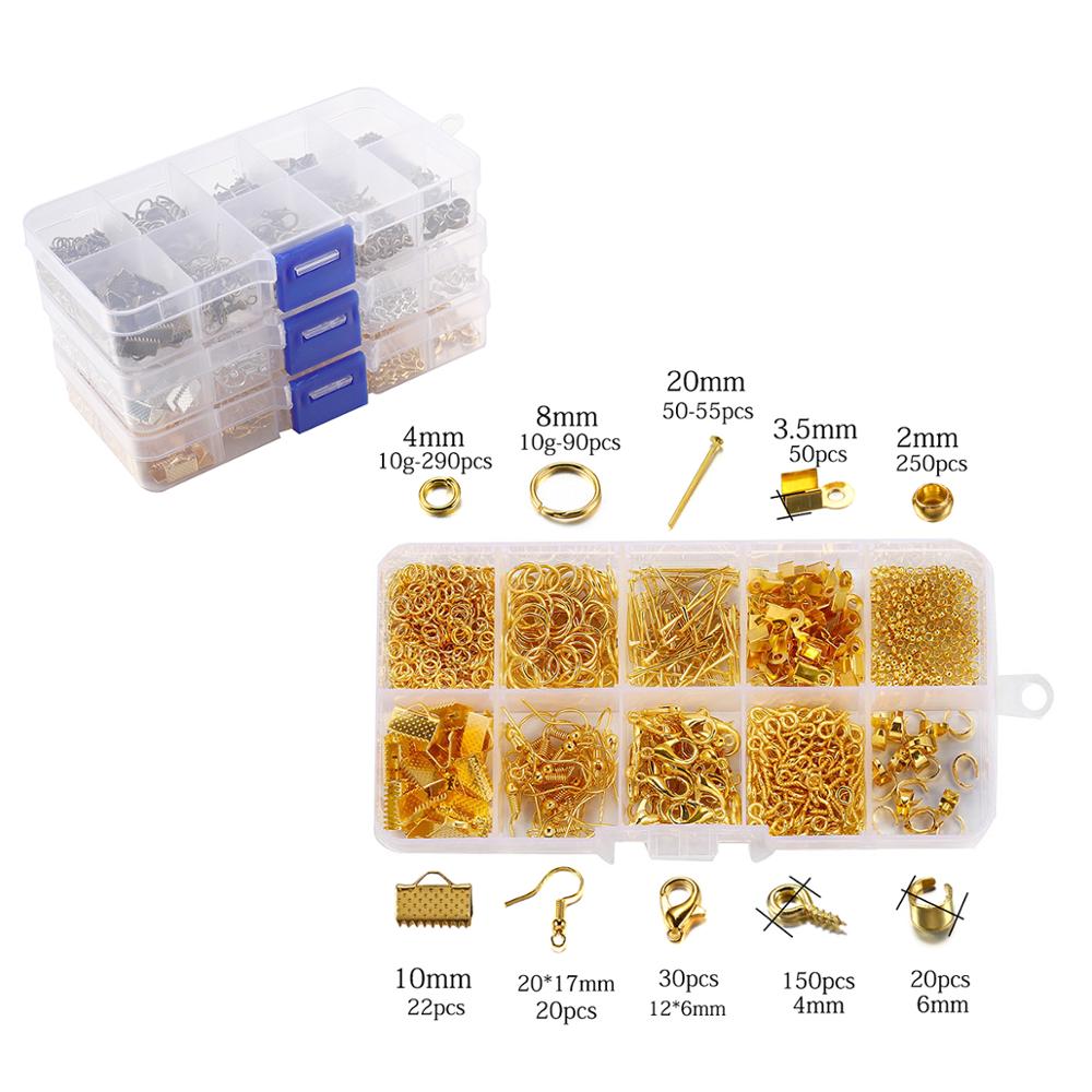 Jewelry Making Eye Pins - ジュエリー作りキット,970個,ジャンプリング,クラスプ,コネクタ,DIY用イヤリングフック