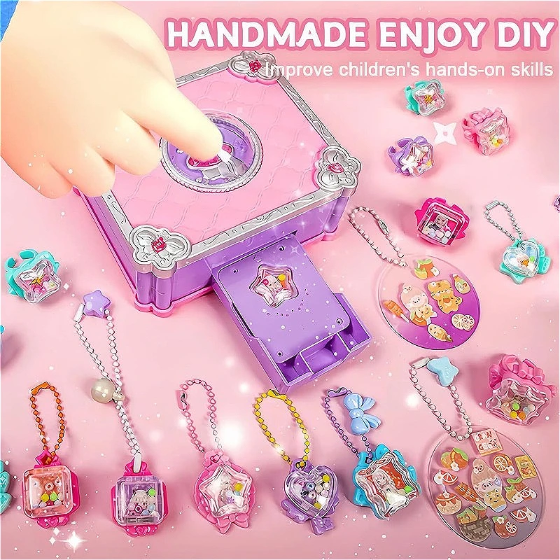 Jewelry Making Kits For Kids - 3Dステッカーメーカーキット DIYジュエリー製作マシン アート＆クラフト キッズトイ プリンセスペンダントキーホルダーリング ビーズ付き