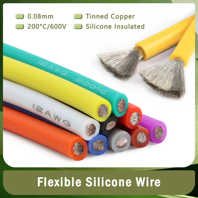 Wire 22 Gauge Copper - 1 メートル/5 メートル超ソフトシリコンワイヤー高温柔軟な銅耐熱ケーブル 30 28 26