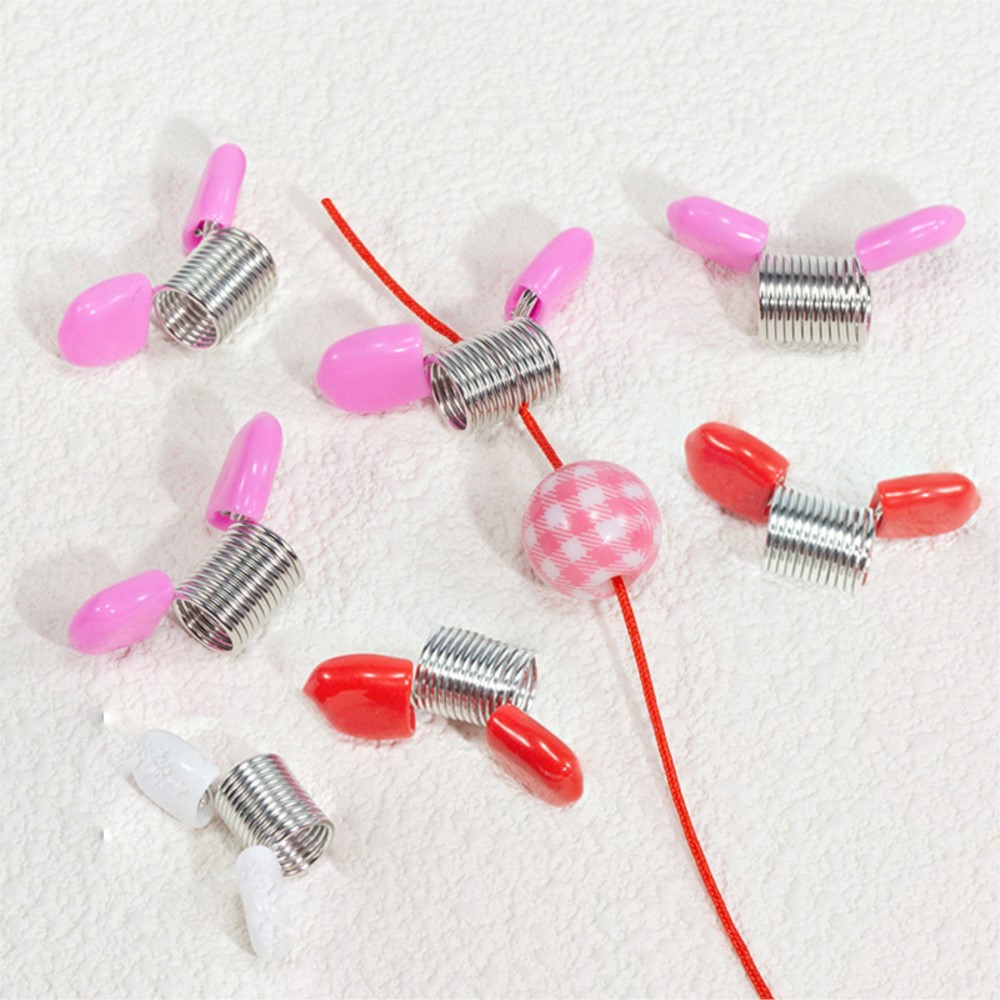 Jewelry Making Beginners - 5 個のスプリングビーズクランプクリエイティブワイヤーエンドジュエリー作成ツールビーズが落下するのを防ぐ DIY 手作りブレスレットネックレス