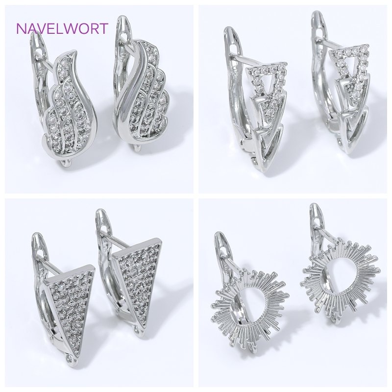 Jewelry Making Items - 18Kゴールドメッキジルコン象嵌イヤリングフック、真鍮製イヤリングワイヤー、イヤリング用留め具、DIY女性用イヤリング製作用品