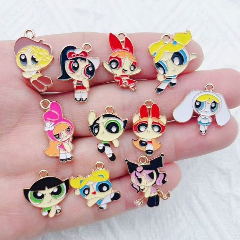 Jewelry Making Earrings - 10個入り 合金製オイルドリップ漫画ガールペンダント、DIYジュエリー製作イヤリングキーホルダーアクセサリー