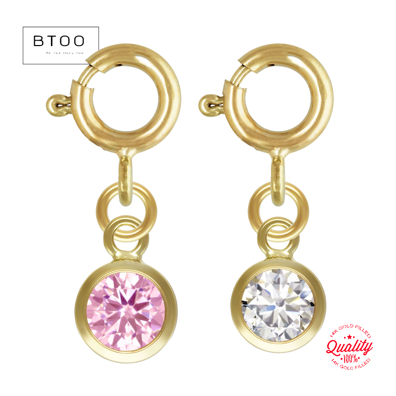 Jewelry Making With Stones - 14Kゴールドフィルド スプリングリングクラスプ 誕生石CZペンダント付き ブレスレットネックレス製作ジュエリーパーツ卸売