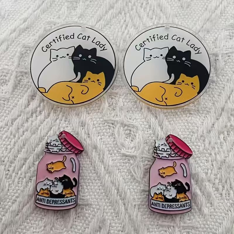 Jewelry Making Earrings - 10個のアクリル製のかわいい猫ペンダント、DIYジュエリー作り、イヤリング、ネックレス、キーホルダーアクセサリー