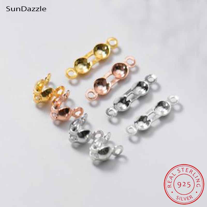 Jewelry Making Name - 4個入り 本物の純銀925製 クロージャーエンドビーズ クラスプ クリップ ゴールドクリンプコネクター