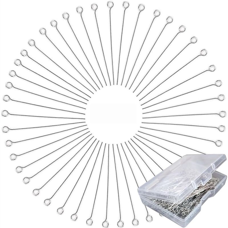 Jewelry Making Eye Pins - A01F-Hot 300個 1.6インチ 304ステンレス鋼 オープンアイピン ジュエリーネックレス作成用ヘッドピン