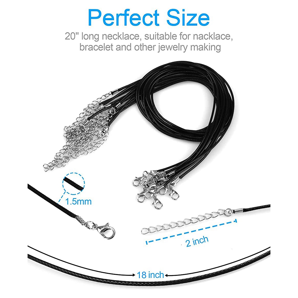 Jewelry Making Pendants - ABQR 24個入りコードネックレス、ペンダント用ワックスコードネックレス20インチ、DIYジュエリー製作用留め金付き黒紐ネックレス
