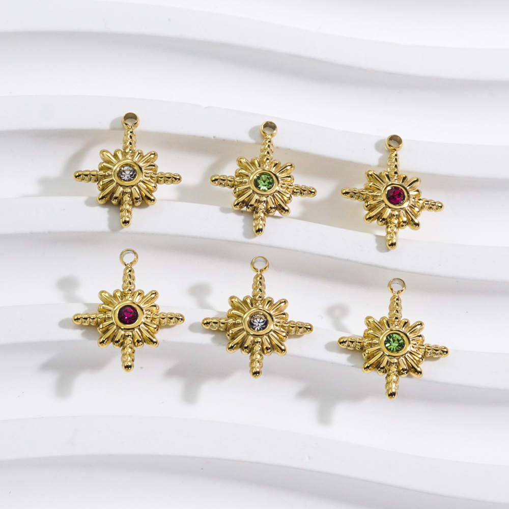 Jewelry Making With Stones - 3つのステンレス鋼と8つの尖った星の石,チャーム,ペンダント,ジュエリー作りのためのステンレス鋼のネックレス