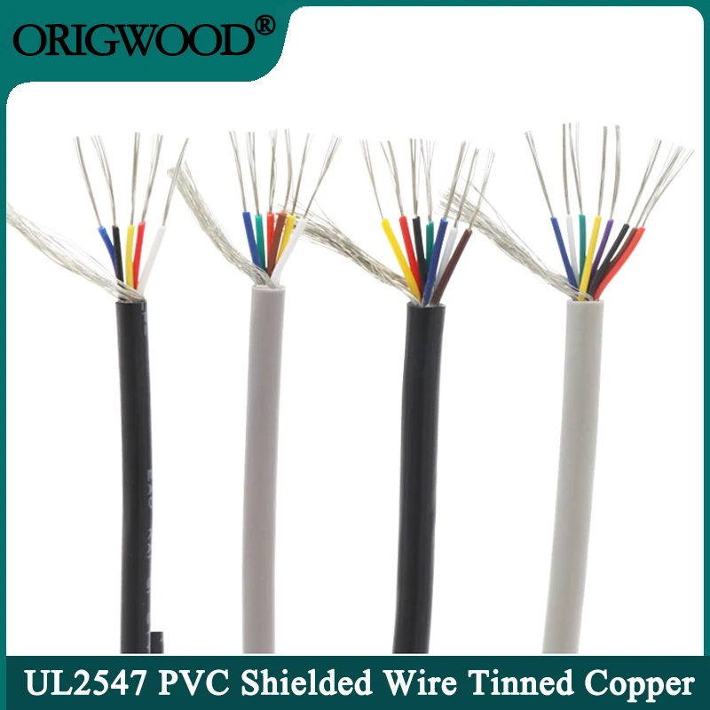 Wire 22 Gauge Copper - ルール2547シールドワイヤー、銅制御ワイヤー、ヘッドフォンシグナルケーブル、オーディオチャネル、2、3、4、5、6、8コア、30、28、26、24、22、20、18、5 m、10m