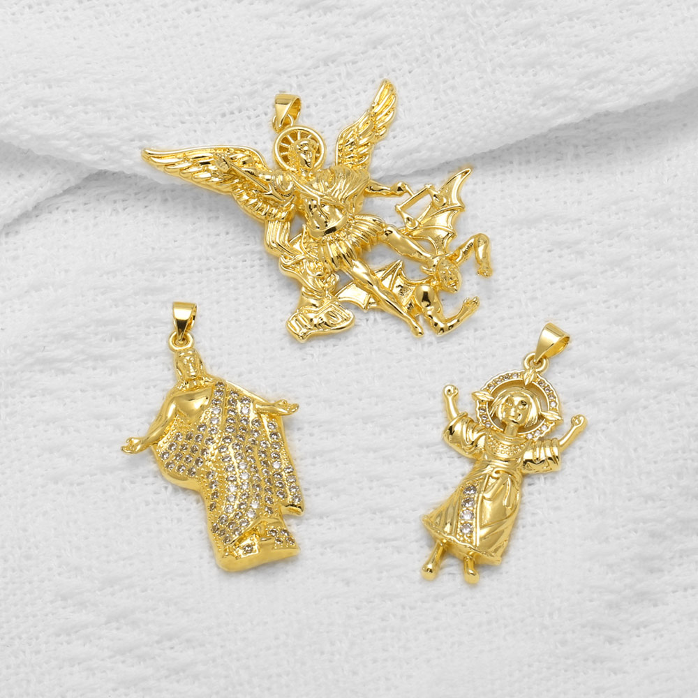 Jewelry Making Michaels - OCESRIO セントマイケルチャーム ネックレス用 ゴールドメッキ銅 エンジェル カトリック聖人ペンダント