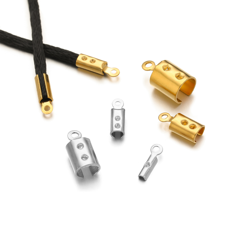 Jewelry Making Articles - 50 個のステンレス鋼高品質圧着エンドビーズキャップレザーコードクリップ DIY ジュエリー作成ネックレスコネクタ用品