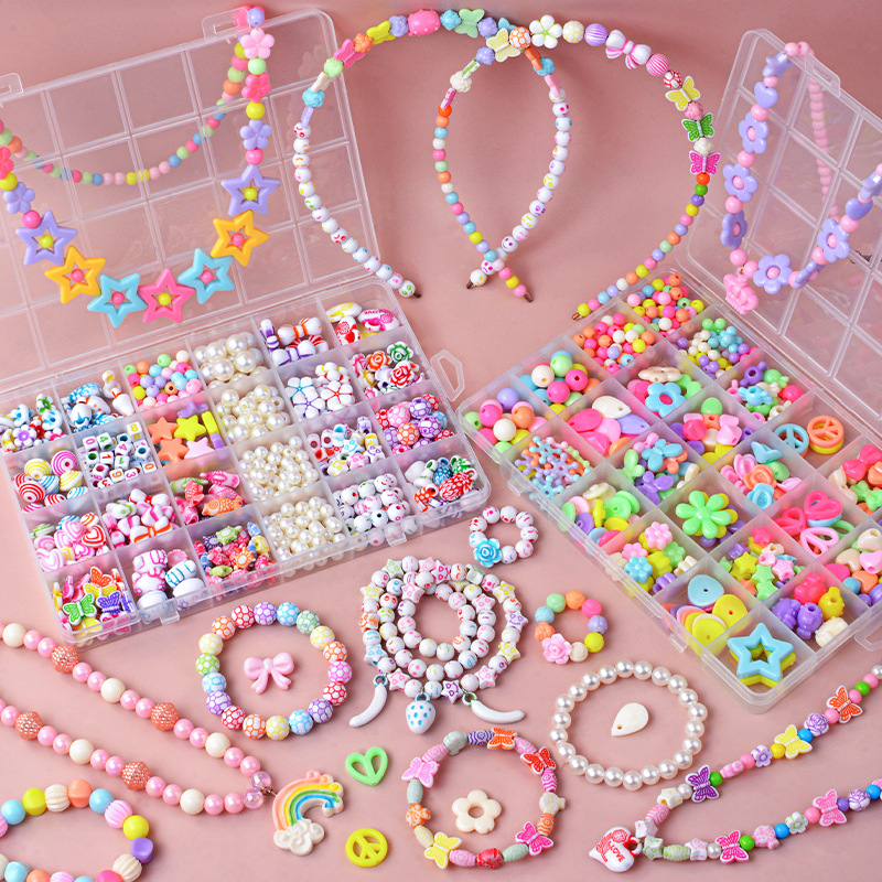 Jewelry Making Kits For Kids - DIY手作りビーズ子供用おもちゃ、創造的なルーススペーサービーズクラフト、ブレスレットネックレスジュエリーキット、女の子向けおもちゃギフト