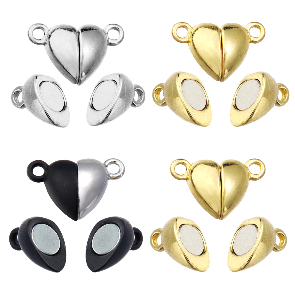 Jewelry Making Articles - 5 ピース/ロット合金ラブハート型磁気クラスプネックレスブレスレット用マグネットエンドクラスプコネクタ DIY ジュエリー作成用品