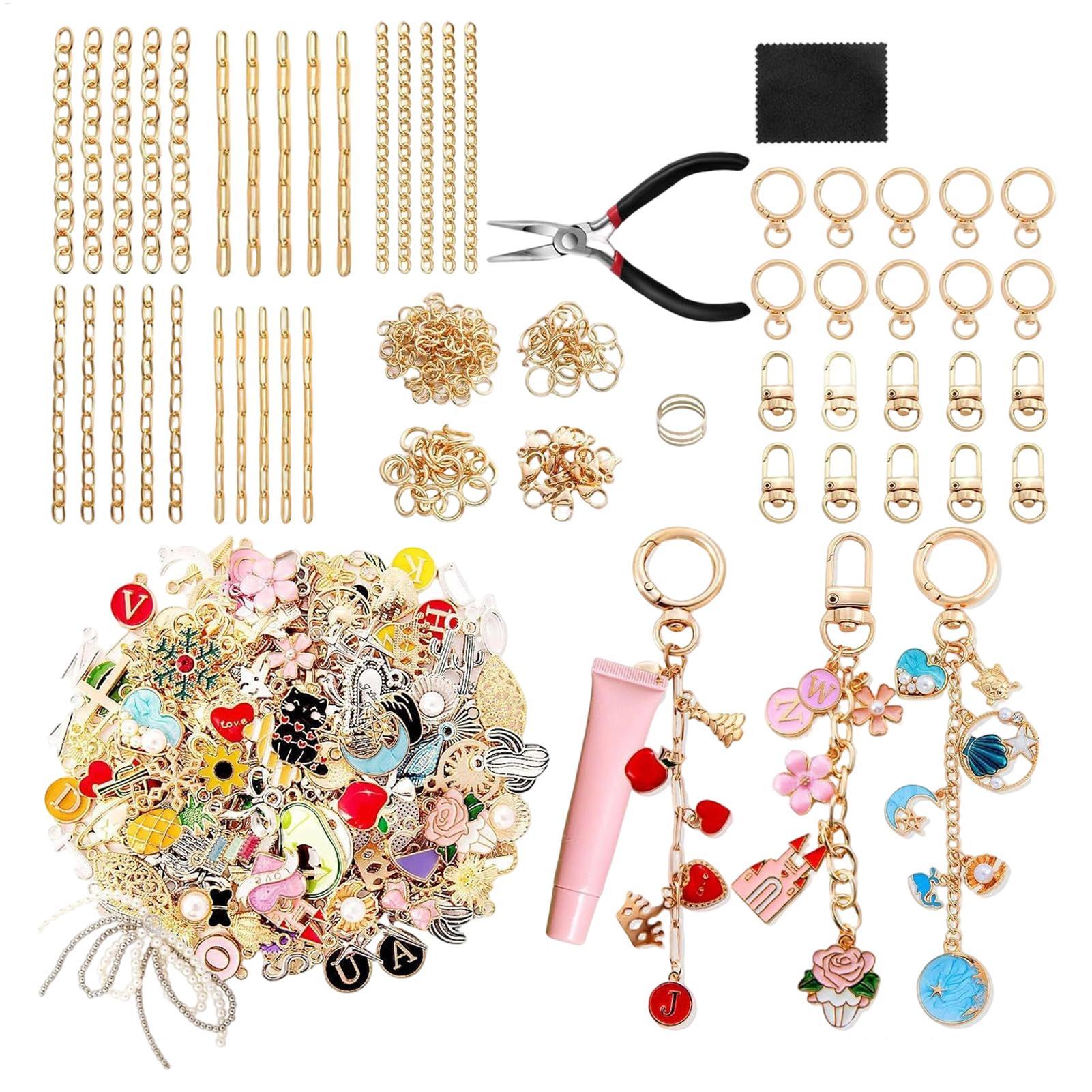 Jewelry Making For Teens - 325ピース DIY バッグチャーム作成キット 完全なジュエリークラフトセット キーホルダー＆アクセサリー、ティーン、大人、アートセラピー向けのクリエイティブギフト