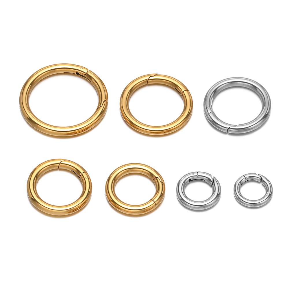 Jewelry Making Name - 2個/ロット 丸型スプリングクラスプ ステンレス鋼 金メッキ キーホルダー バックル