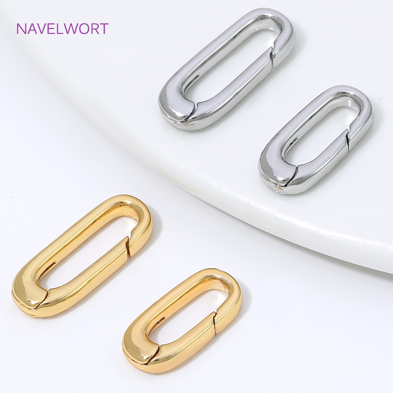 Jewelry Making Items - 1/2/4個入り 18K金メッキオーバルスプリングクラスプ ジュエリー用、カラビナネックレスクラスプ留め具コネクター、DIYブレスレット製作パーツ