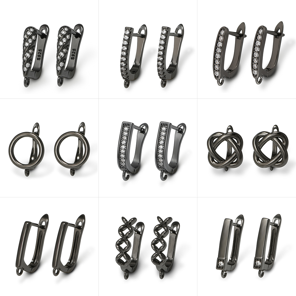 Jewelry Making Earrings - YANASI 1 ペアガンブラック真鍮イヤリングフック DIY 女性ジュエリー作成用品所見アクセサリー抗アレルギー