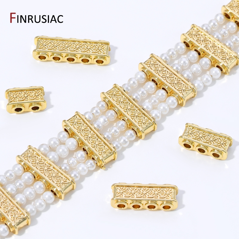 Jewelry Making Items - 18K金メッキ真鍮製長方形スペーサービーズ、ジュエリー用、マルチストランドセパレータービーズバー、DIYブレスレット作成用パーツ