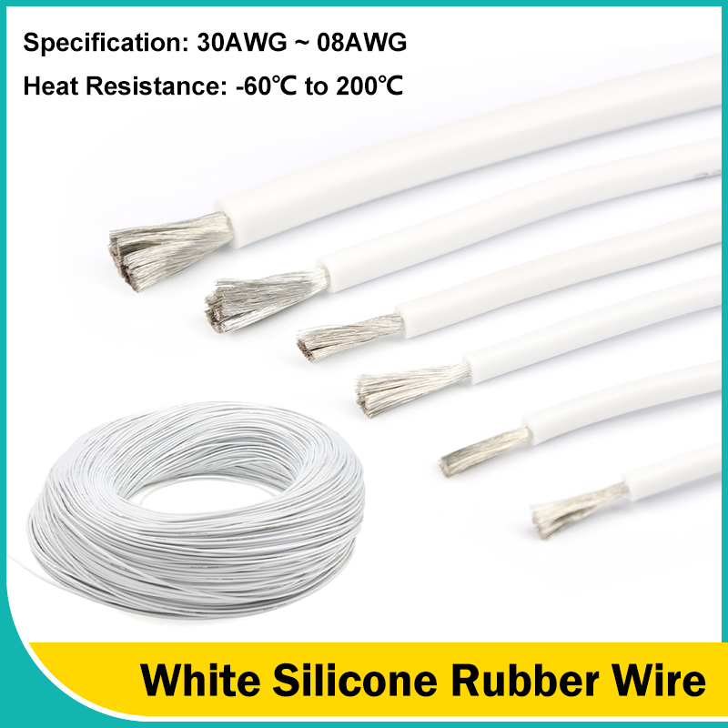 Wire 22 Gauge Copper - ホワイト柔軟なシリコーンゴムワイヤー 30/28/26/24/22/20/18/16/15/14/13/12/10/08 AWG ソフト電気ケーブル車のインバーターバッテリー