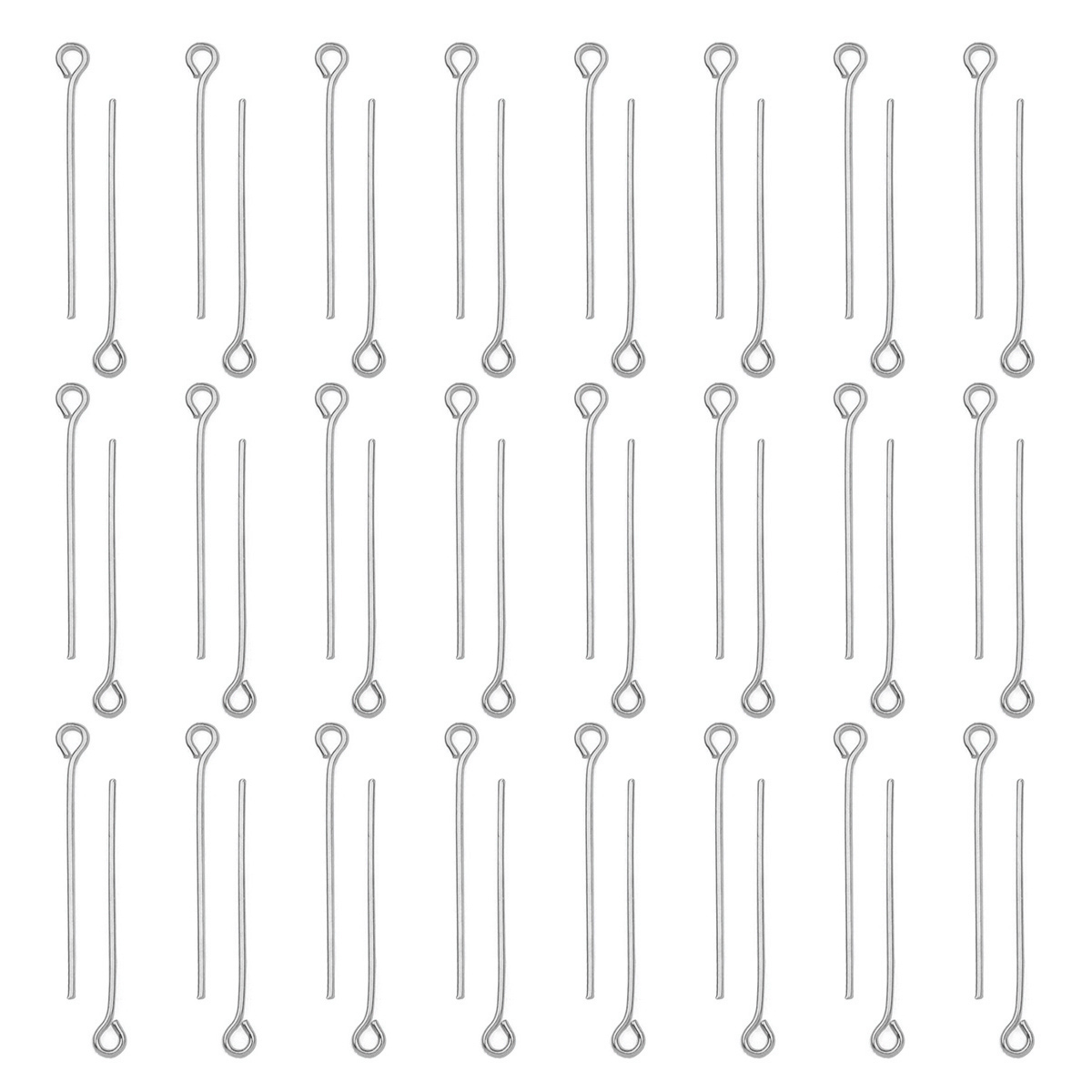 Jewelry Making Eye Pins - 100個/ロット ステンレス製アイピン DIYジュエリーアクセサリー イヤリング ビーズ用アイピン フラットヘッドピン