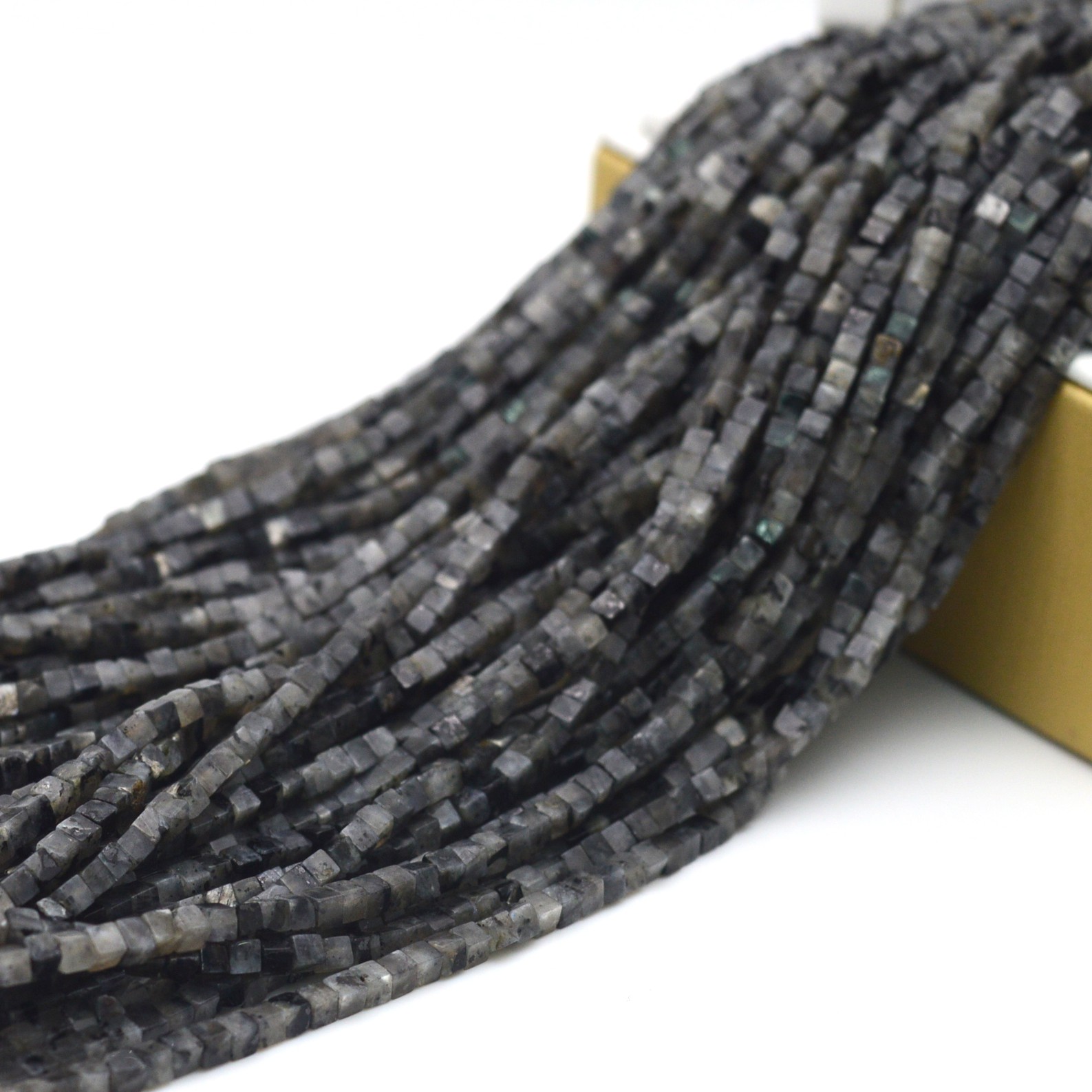 Jewelry Making Store - 天然グレーラブラドライト,2mm,4mm,正方形,石,日曜大工用ネックレス,ブレスレット作り,15インチ