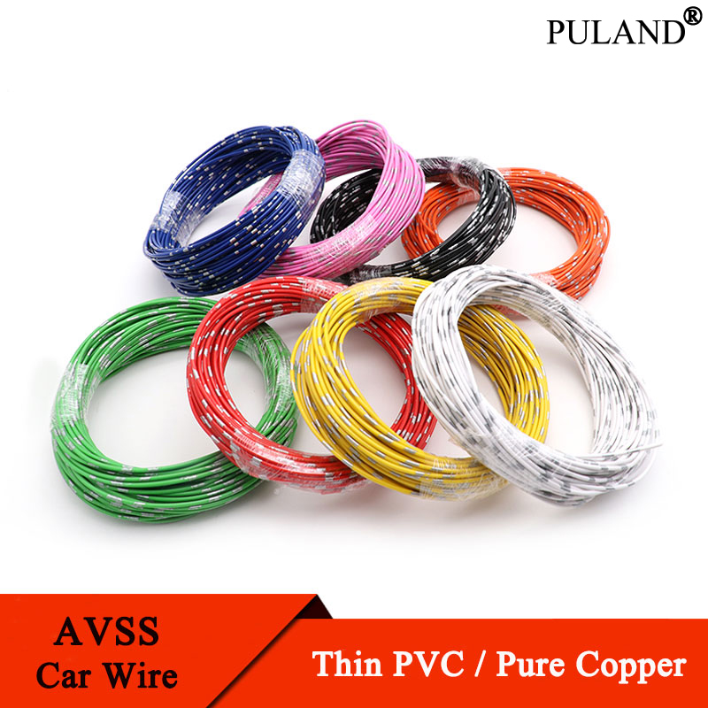 Wire 22 Gauge Copper - AVSS-自動車用純銅細線、PVC絶縁ライン、DIYスピーカー、オーディオケーブル、車用ワイヤー、22、20、18、16、14、13 awg、5-50m
