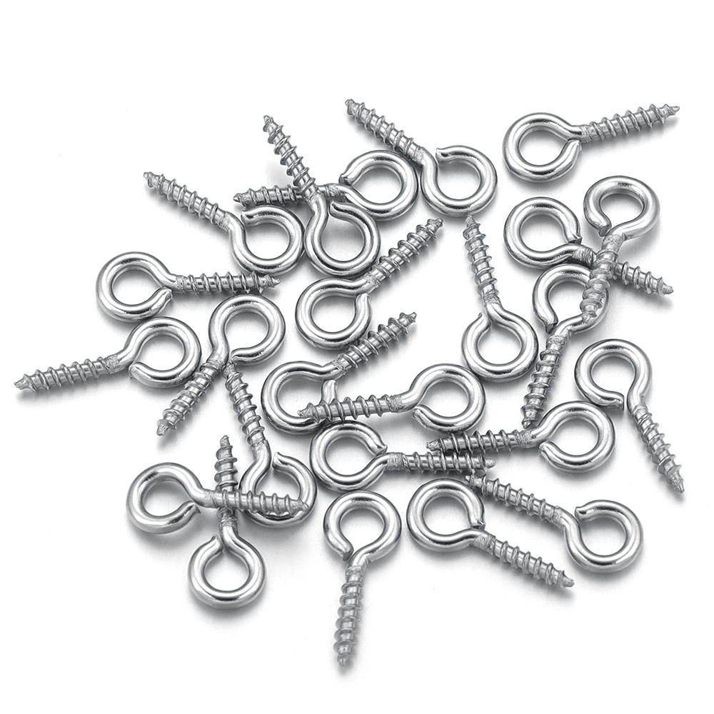 Jewelry Making Wire - 100 ピース/ロットステンレス鋼ミニスクリューアイピンペンダントバックルネジ穴金属材料 DIY クラフトジュエリーメイキング用品