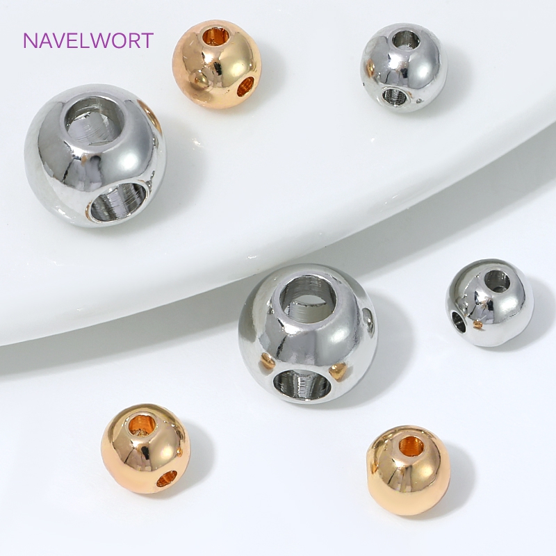 Jewelry Making Items - KC金メッキ4穴ラウンドスペーサービーズ、ジュエリー製作用、ビーズセパレーター、真鍮ルースビーズ、DIYビーズ製作用パーツ
