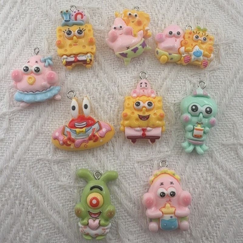 Jewelry Making Earrings - 10個入り漫画風樹脂ペンダント、DIYジュエリー製作イヤリング、キーホルダーアクセサリー