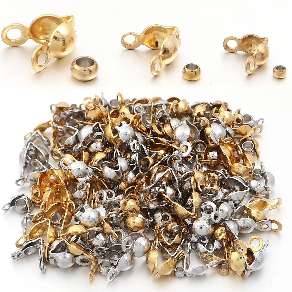 Jewelry Making Tutorials - 40～200個入り ステンレス製 コネクター クラスプ クリンプエンド ビーズ