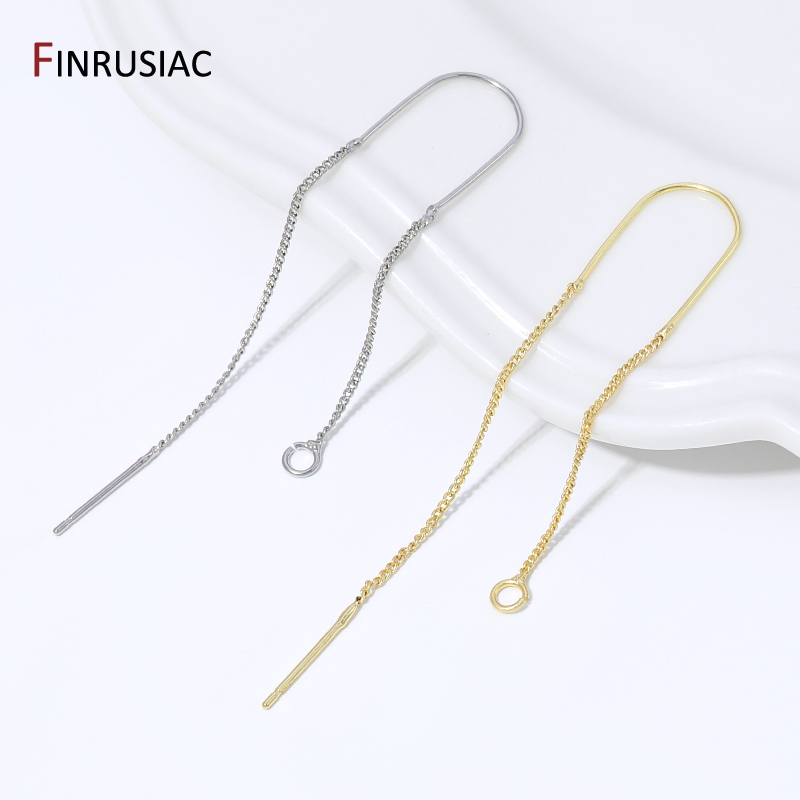 Jewelry Making Wire - 18K金メッキ真鍮ロングタッセルチェーンドロップステッカーダングルイヤリング、イヤワイヤーイヤリングパーツ、DIYジュエリーアクセサリー