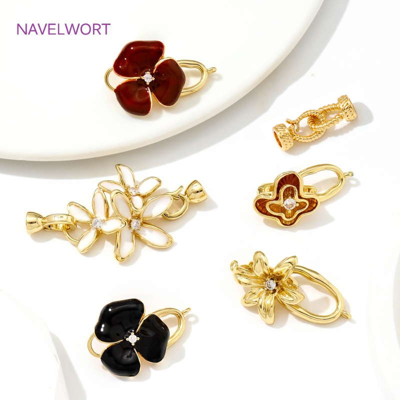 Jewelry Making Items - 18K金メッキ真鍮ビーズクラスプ,さまざまなスタイル,コネクタ,アクセサリー,ジュエリー用ファスナー,日曜大工のジュエリー製造用品