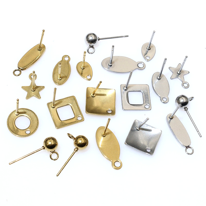 Jewelry Making Earrings - 20個ステンレス鋼クラフトイヤリングスタッド幾何学的多角形イヤリングポストコネクタDIYイヤリングジュエリー製造用品