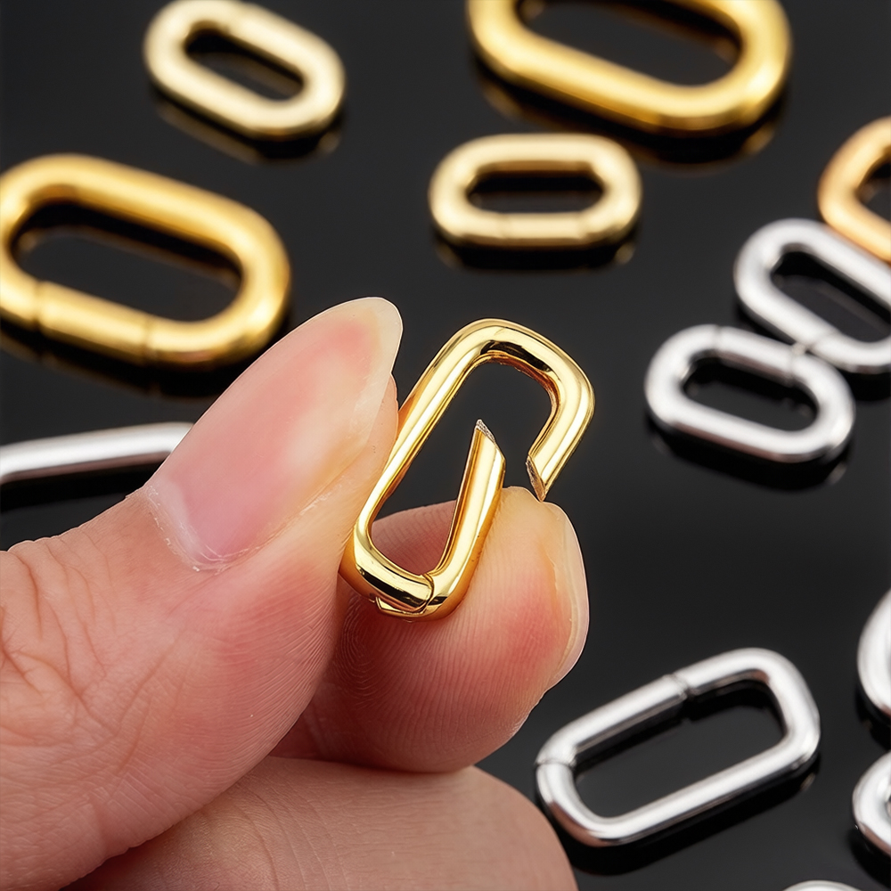 Jewelry Making Name - 2個入り 18K金メッキ オーバルカラビナネックレスクラスプ スプリングリング パールエンハンサーコネクター DIYジュエリーブレスレット製作用