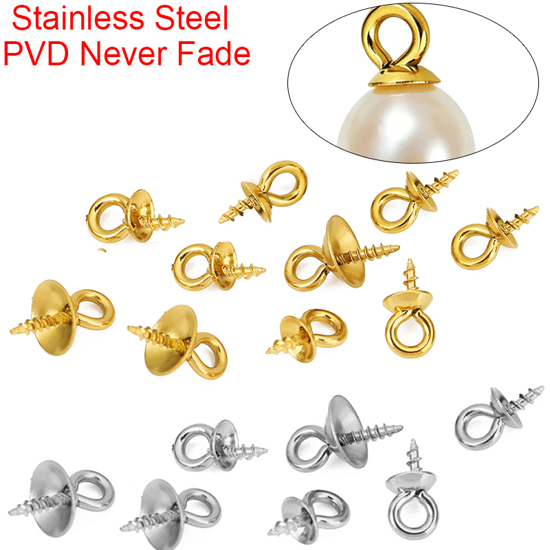 Jewelry Making Pendants - 20個入り ステンレス製 パールペンダントフック コネクター アイピン チャーム