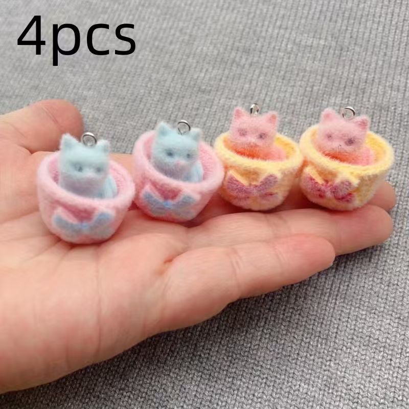 4個入り3Dぬいぐるみ樹脂製猫ペンダント、DIYジュエリー製 - Jewelry Making Earrings のレビューと価格