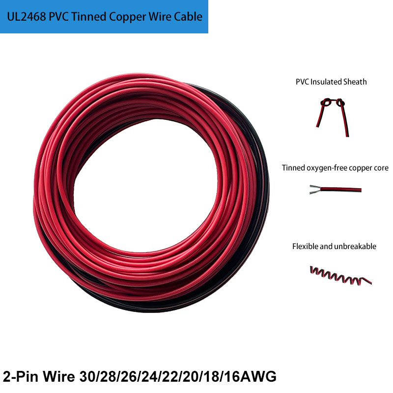 UL2468 PVC 2 ピンワイヤー錫メッキ銅絶縁 LED - Wire 22 Gauge Copper のレビューと価格