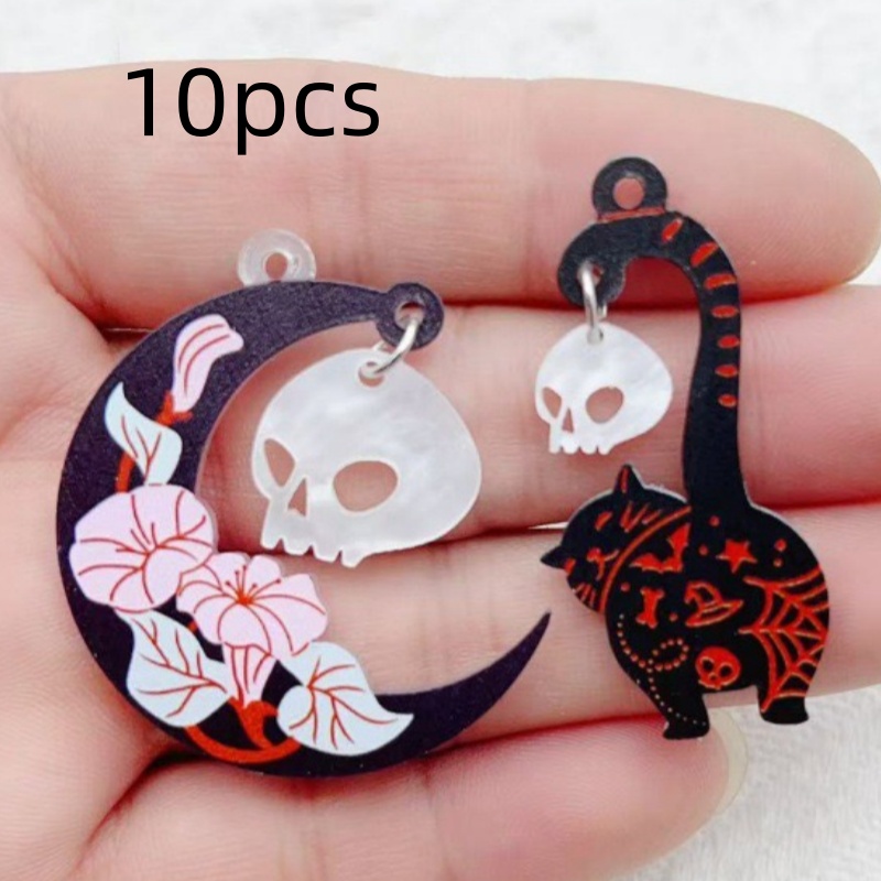 10個入り ハロウィン アクリル ゴースト ブラックキャット - Jewelry Making Earrings のレビューと価格