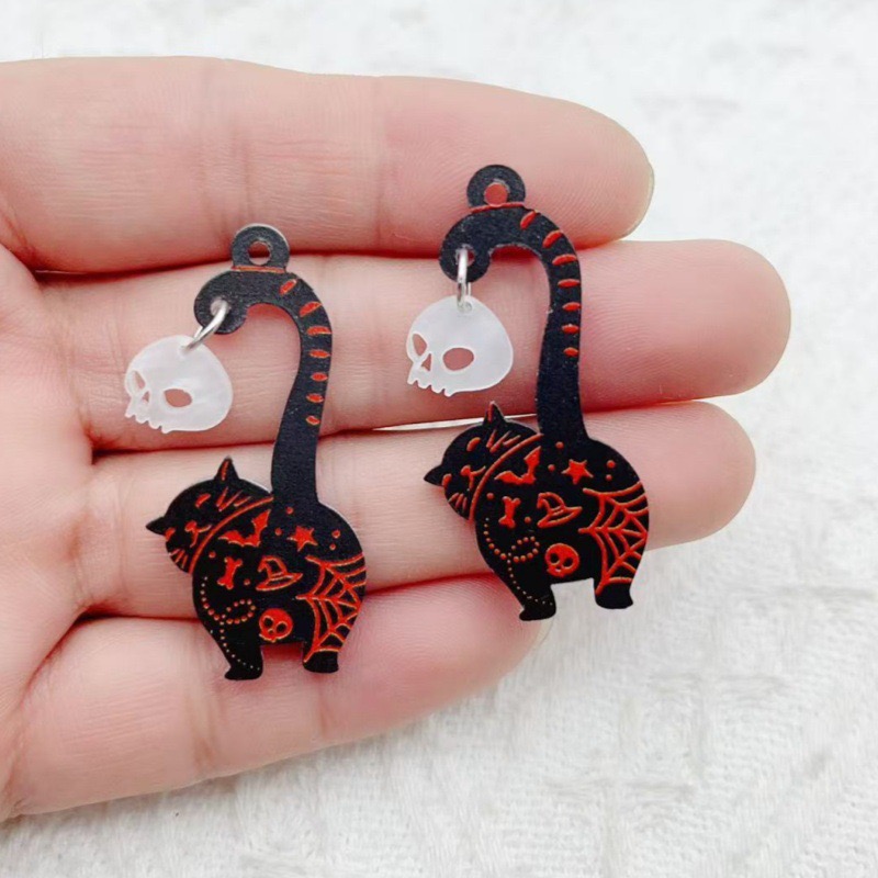 10個入り ハロウィン アクリル ゴースト ブラックキャット - Jewelry Making Earrings のレビューと価格