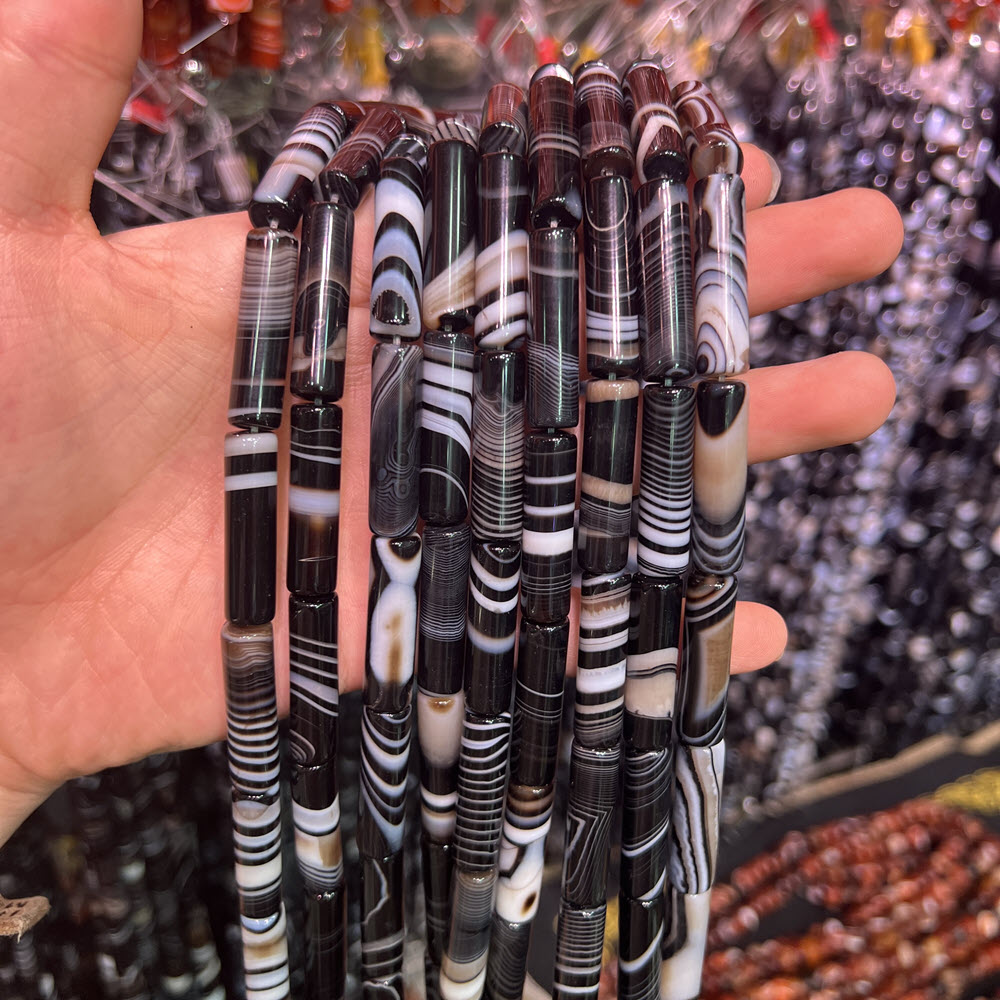 天然石ブラックアゲートストーン 10x14mm コラムアゲー - Jewelry Making Store のレビューと価格