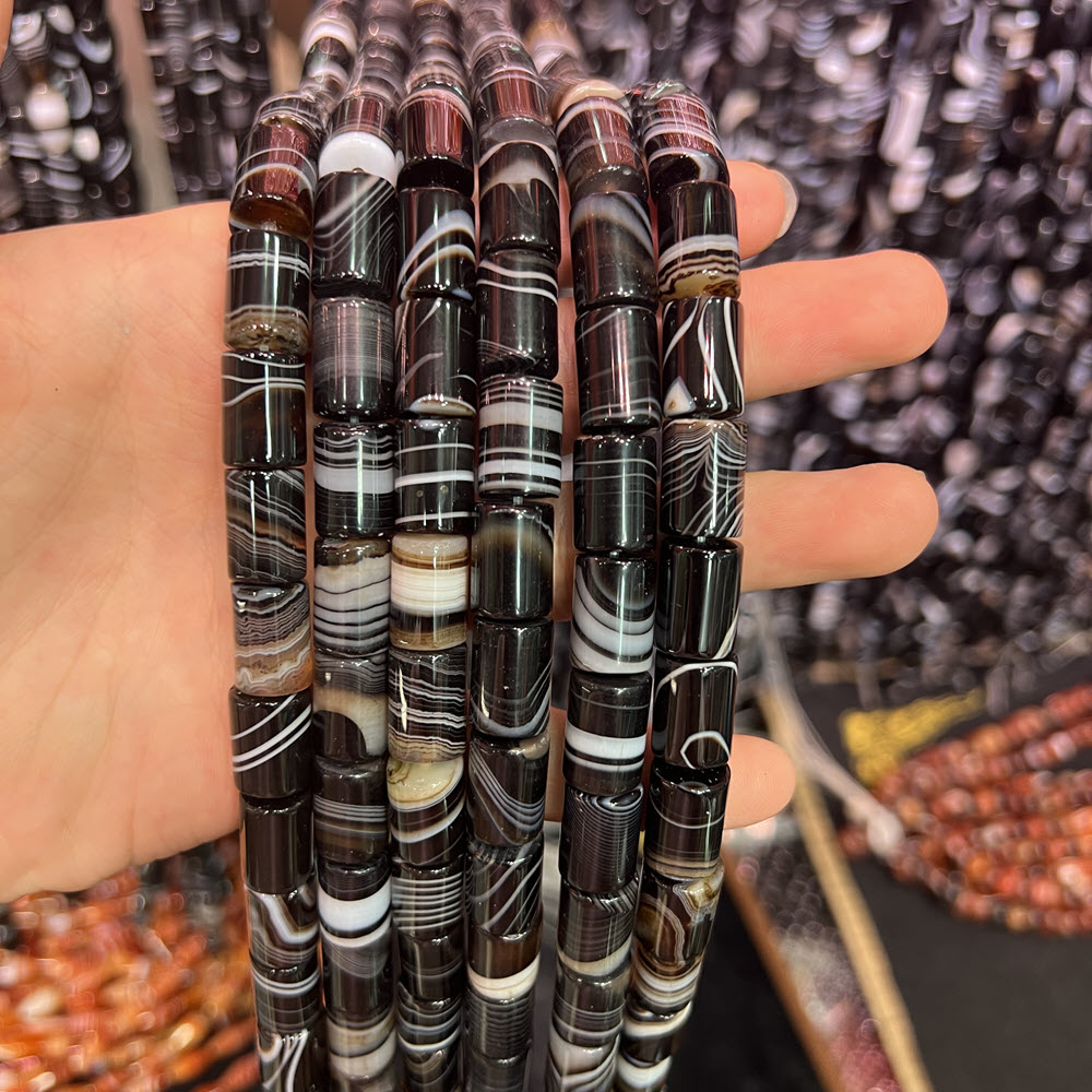 天然石ブラックアゲートストーン 10x14mm コラムアゲー - Jewelry Making Store のレビューと価格