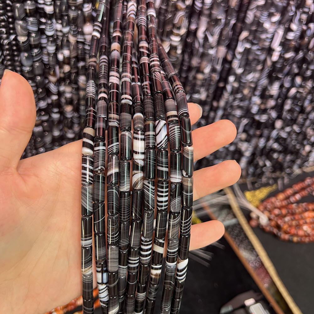 天然石ブラックアゲートストーン 10x14mm コラムアゲー - Jewelry Making Store のレビューと価格