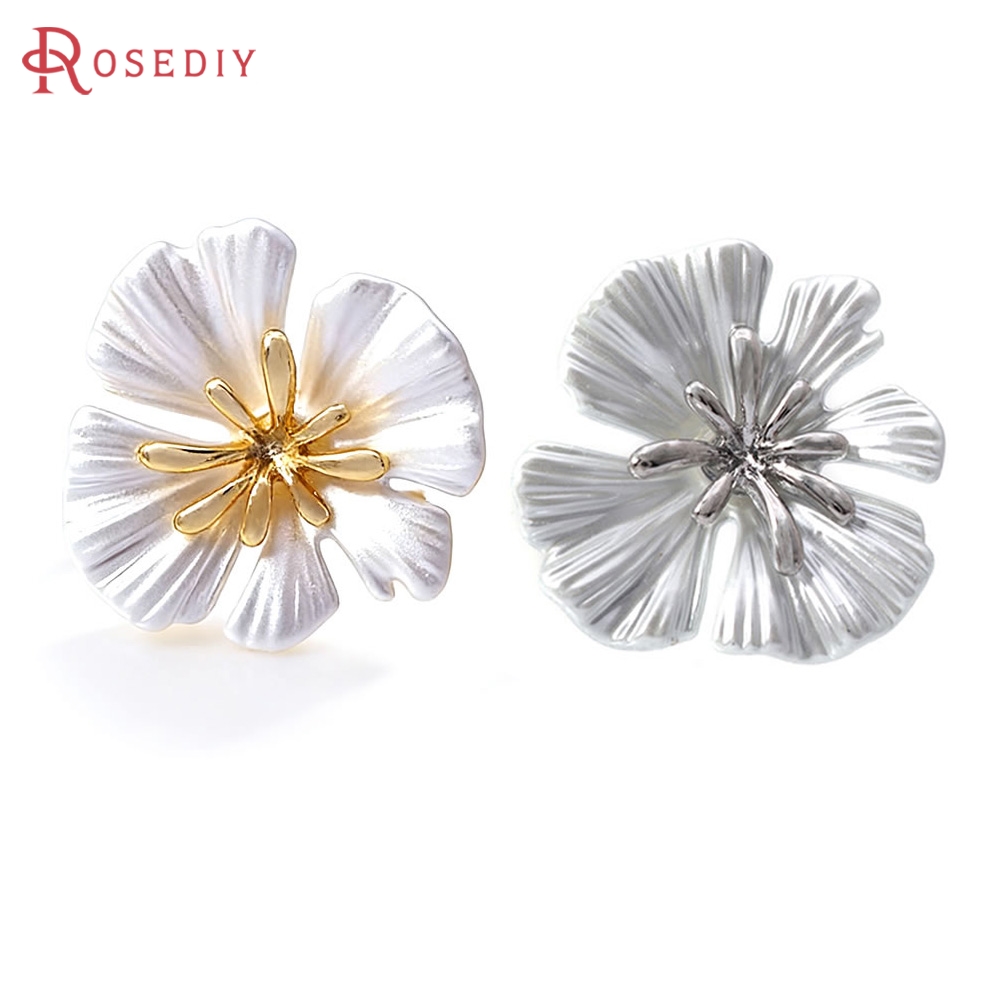 18K ゴールドカラー真鍮フラワースタッドイヤリングピンイヤ - Jewelry Making Earrings のレビューと価格