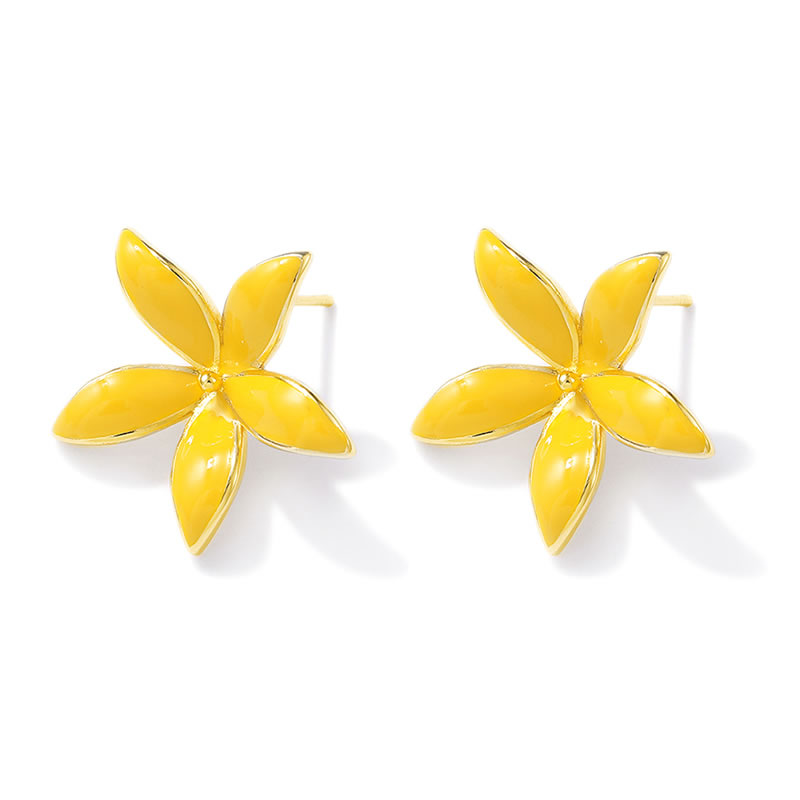 18K ゴールドカラー真鍮フラワースタッドイヤリングピンイヤ - Jewelry Making Earrings のレビューと価格
