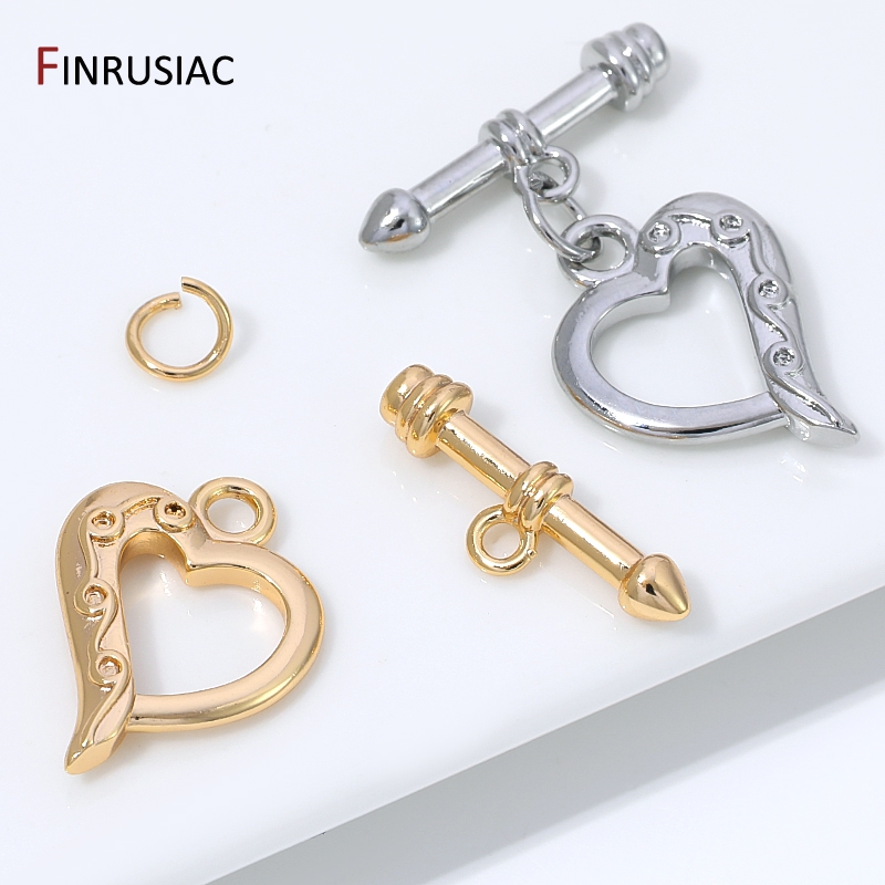 14K金メッキ真鍮製ハート型トグルクラスプ、ジュエリー用ロッ - Jewelry Making Items のレビューと価格