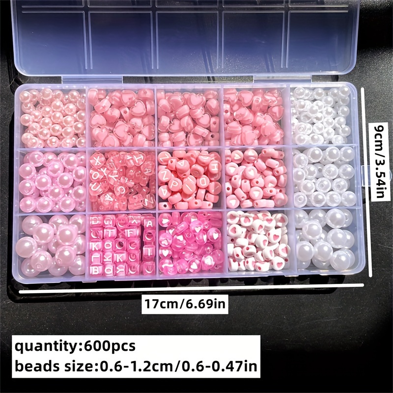 10個入りピンクのアルファベットボックス、アクリルビーズ、手 - Jewelry Making Tutorials のレビューと価格