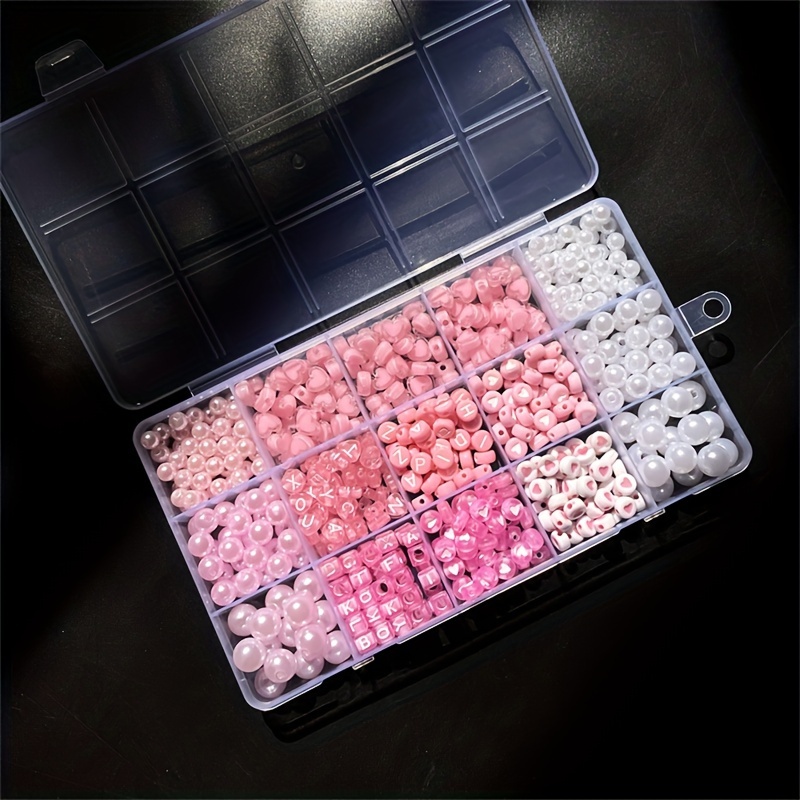 10個入りピンクのアルファベットボックス、アクリルビーズ、手 - Jewelry Making Tutorials のレビューと価格