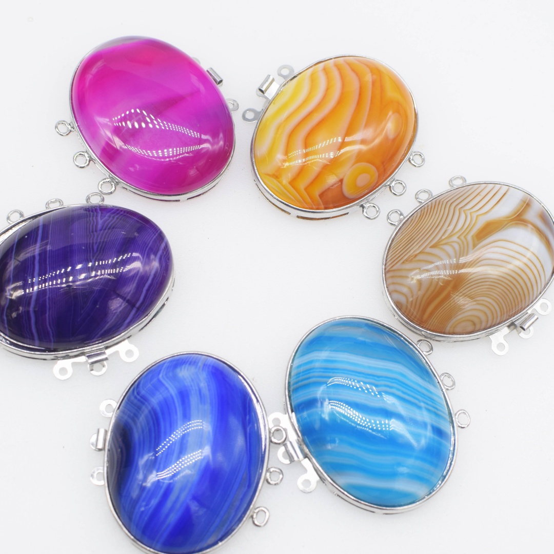 1個入り マルチカラー瑪瑙 フラットオーバルクラスプ 30x - Jewelry Making With Stones のレビューと価格