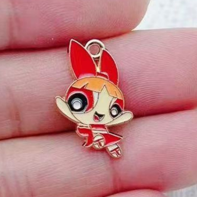 10個入り 合金製オイルドリップ漫画ガールペンダント、DIY - Jewelry Making Earrings のレビューと価格