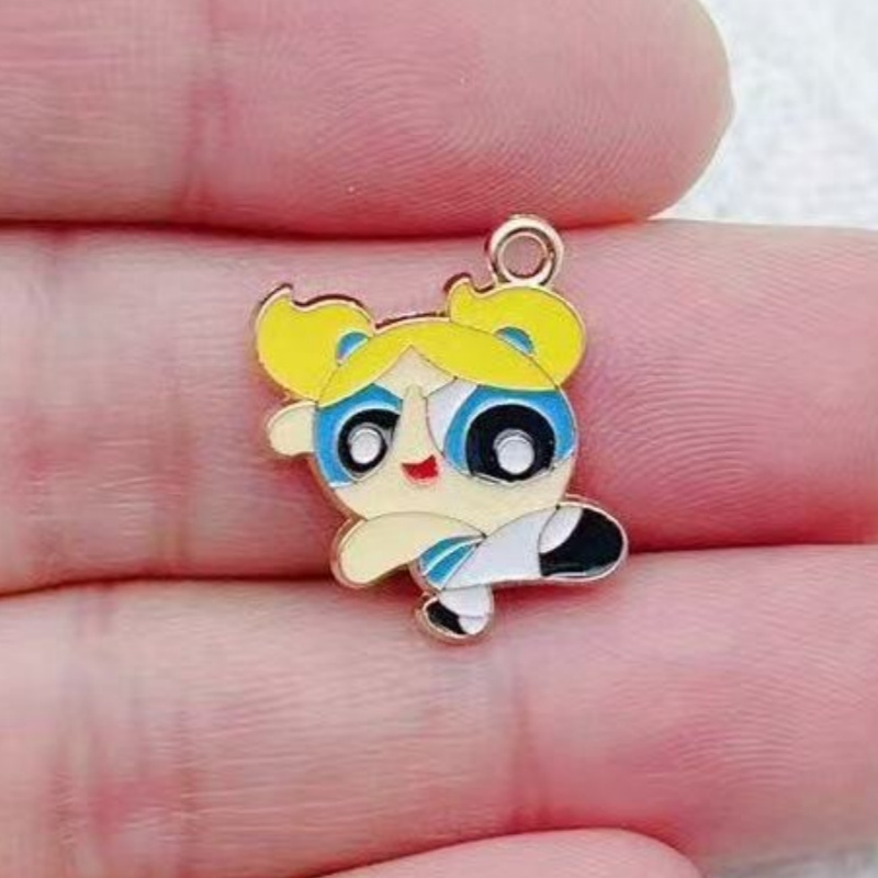 10個入り 合金製オイルドリップ漫画ガールペンダント、DIY - Jewelry Making Earrings のレビューと価格